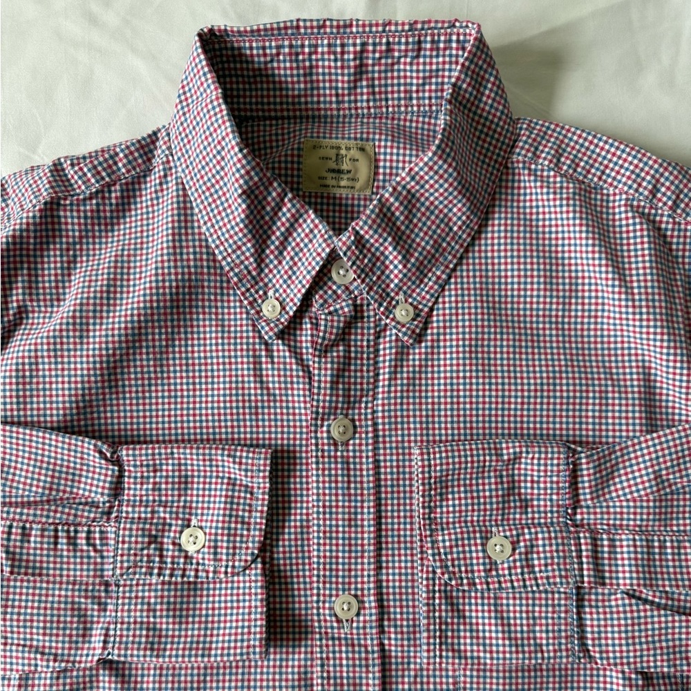 J. Crew Red Casual Button Down Shirt with Classic Collar